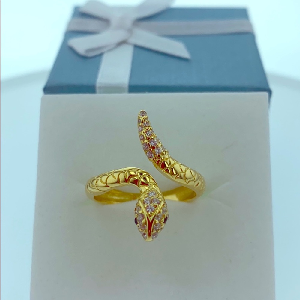 Snake Ring CZ Sterling Silver - Picture 2 of 6